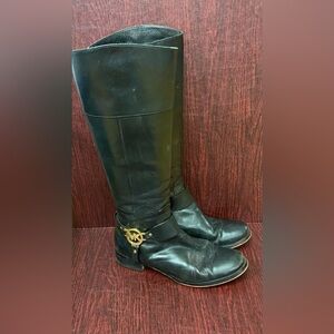 Michael Kors black leather riding boots